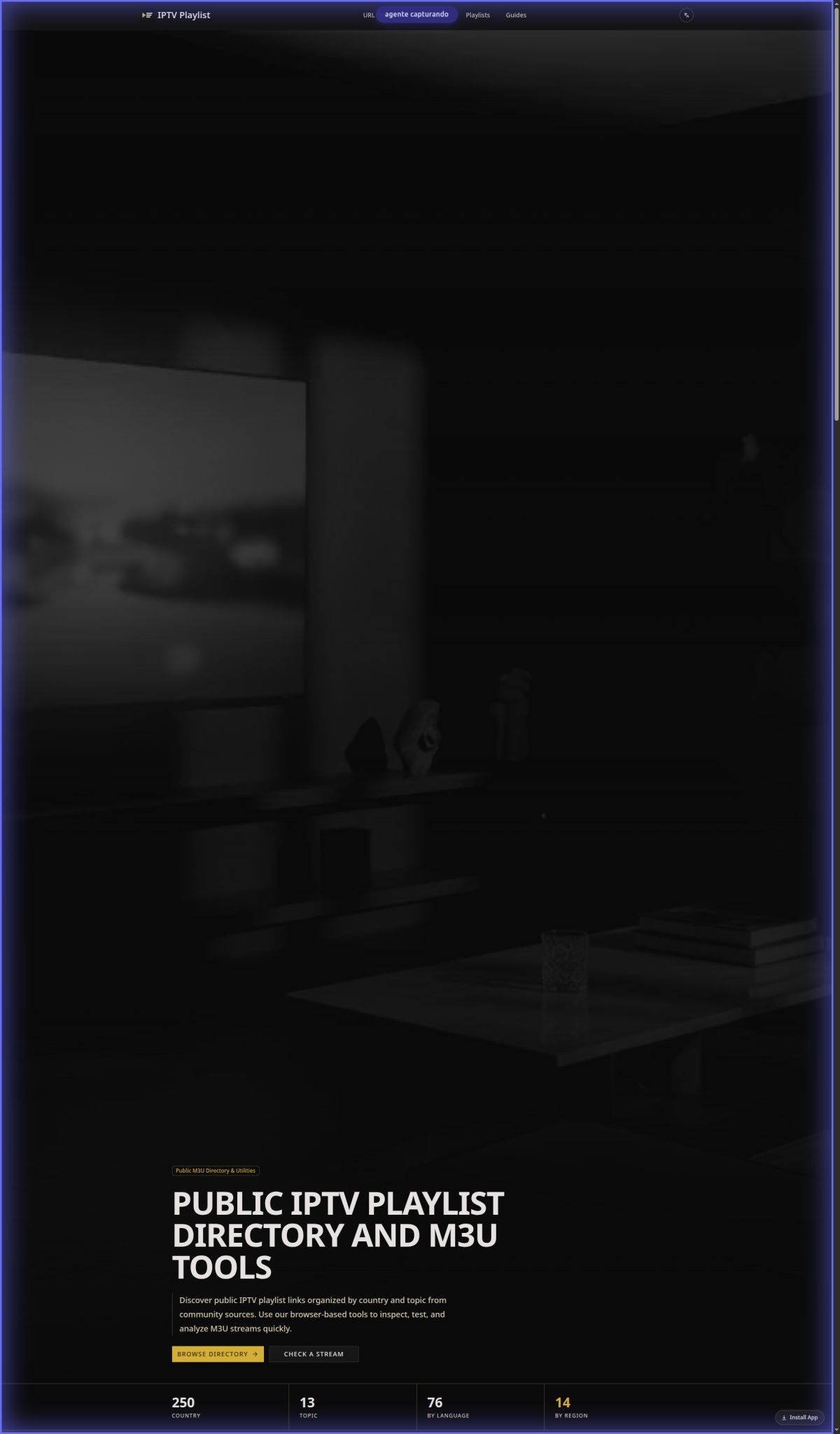IPTV Playlist website screenshot