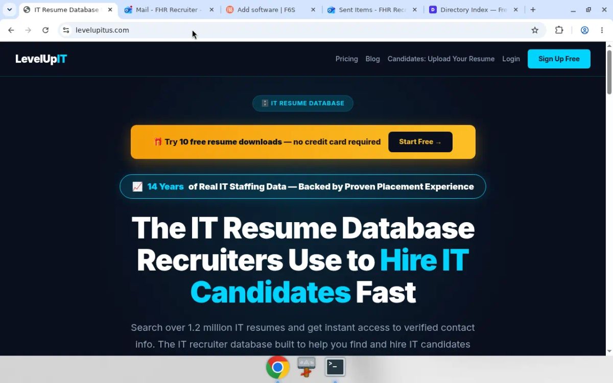 IT Resume Database for Recruiters — Hire IT Candidates Fast | LevelUp IT screenshot