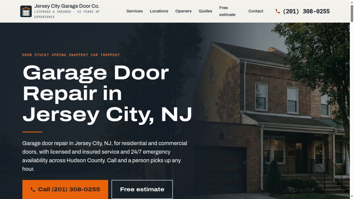 Jersey City Garage Door Co website screenshot