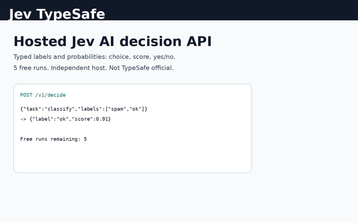 Jev TypeSafe screenshot