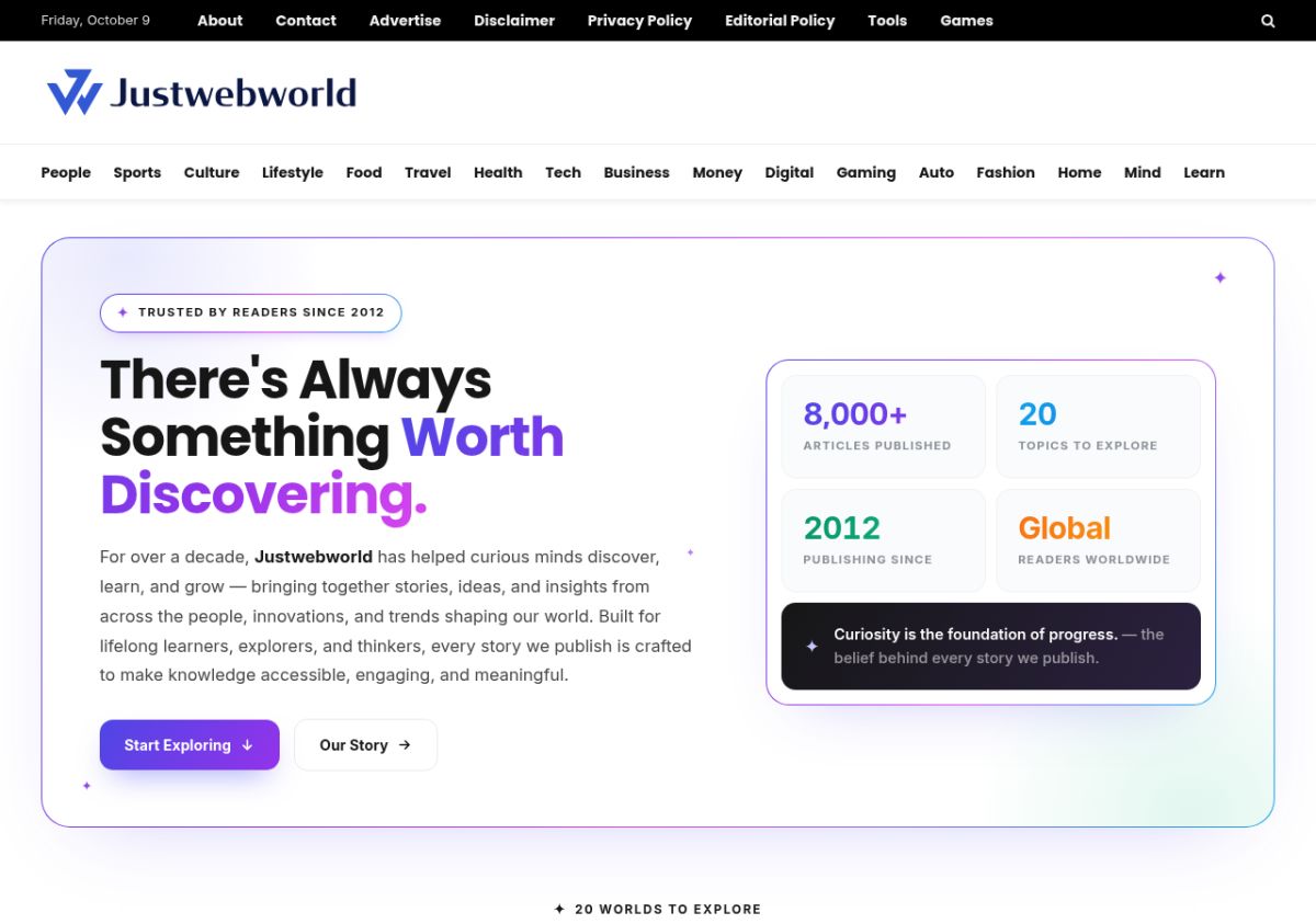 Justwebworld website screenshot