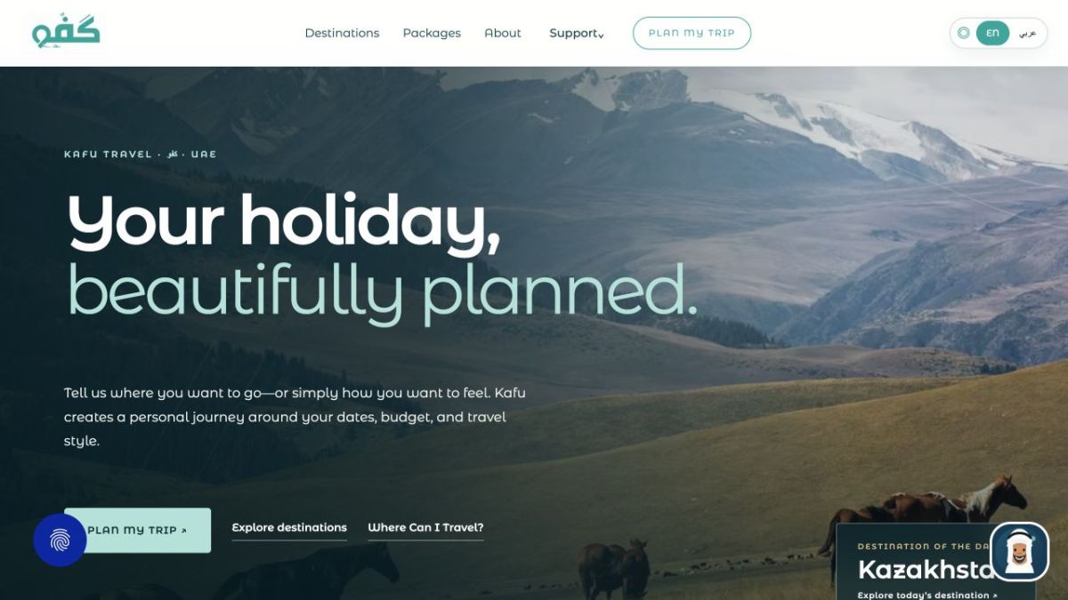 Kafu Travel website screenshot
