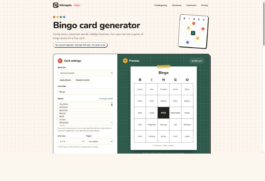 Kitmaple Bingo screenshot