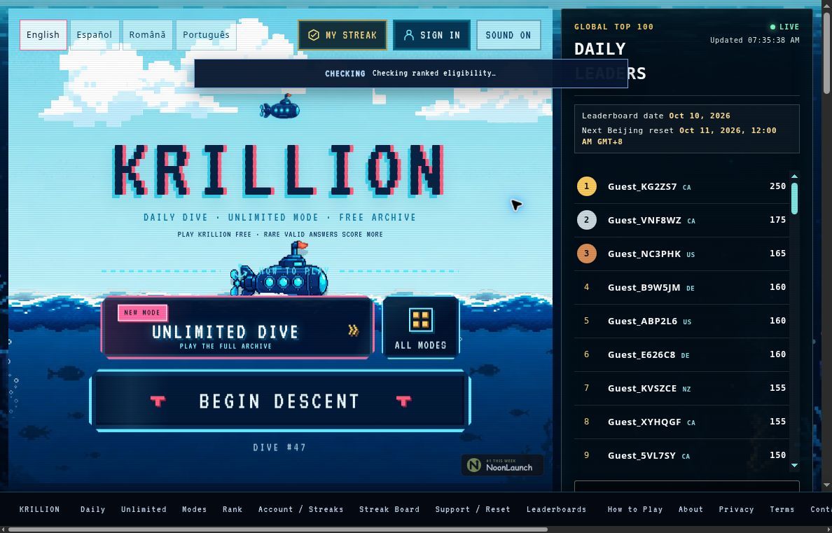 Krillion website screenshot