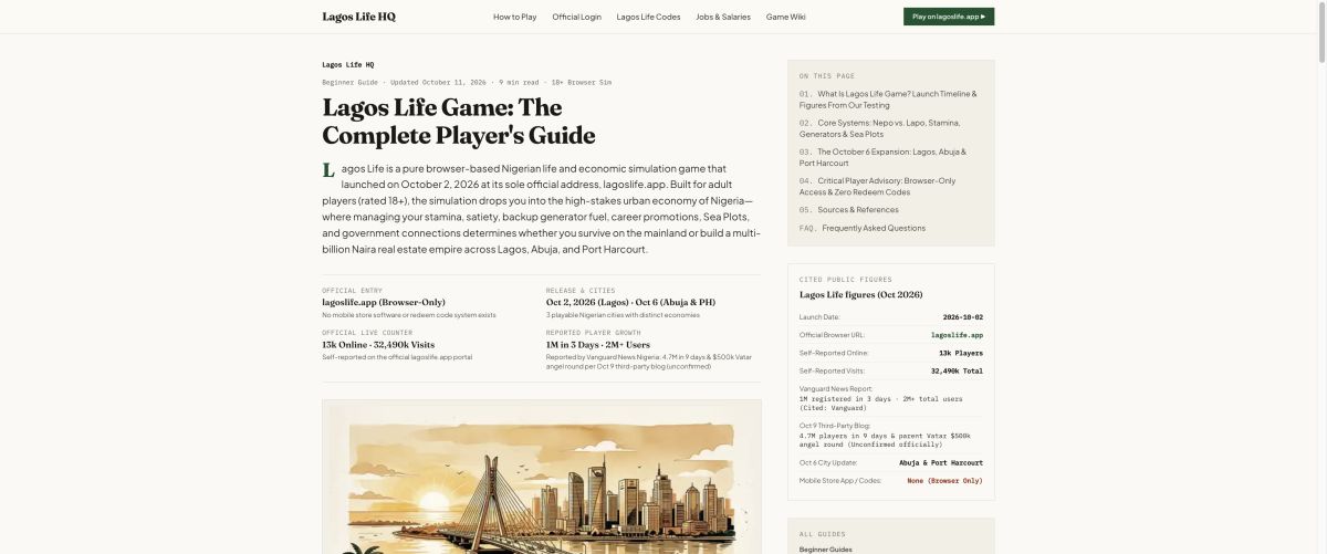 Lagos Life HQ website screenshot