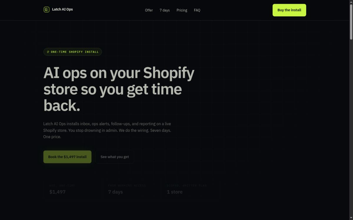 Latch AI Ops website screenshot