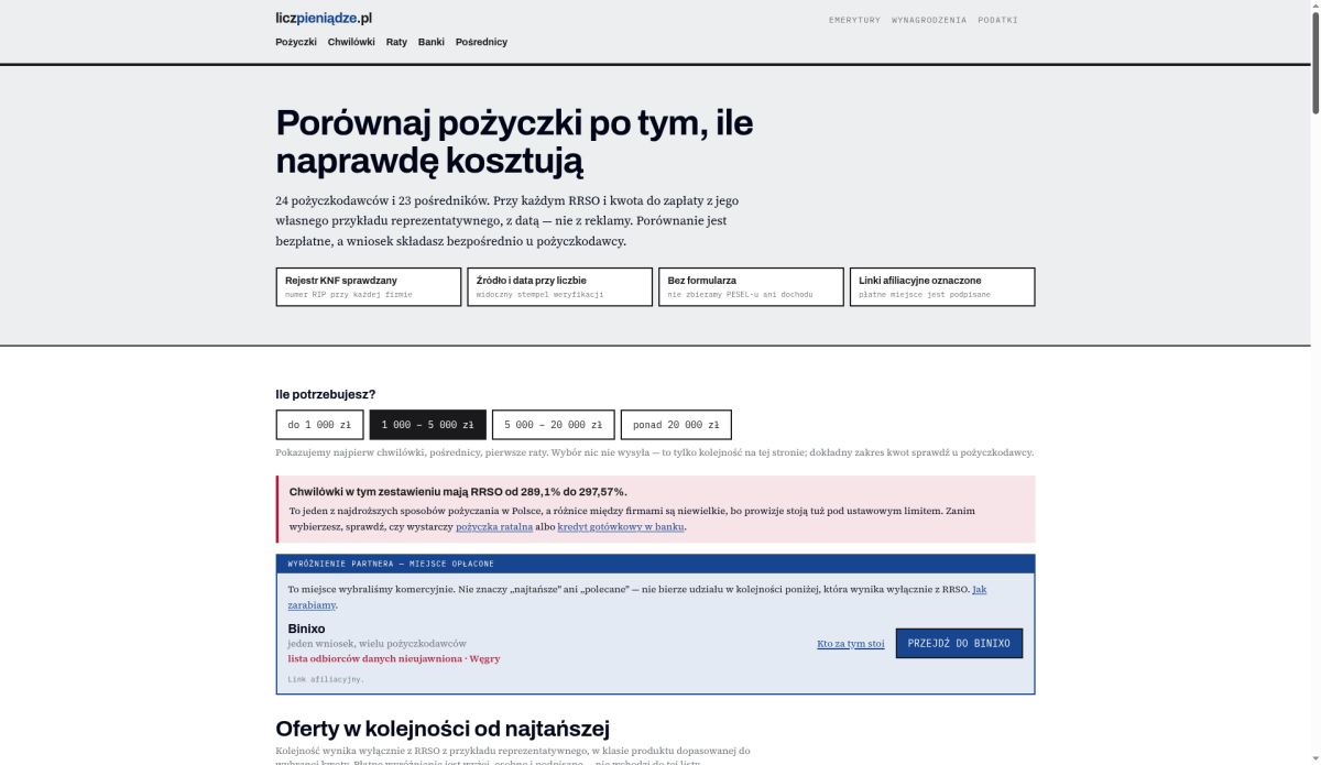 liczpieniadze.pl screenshot