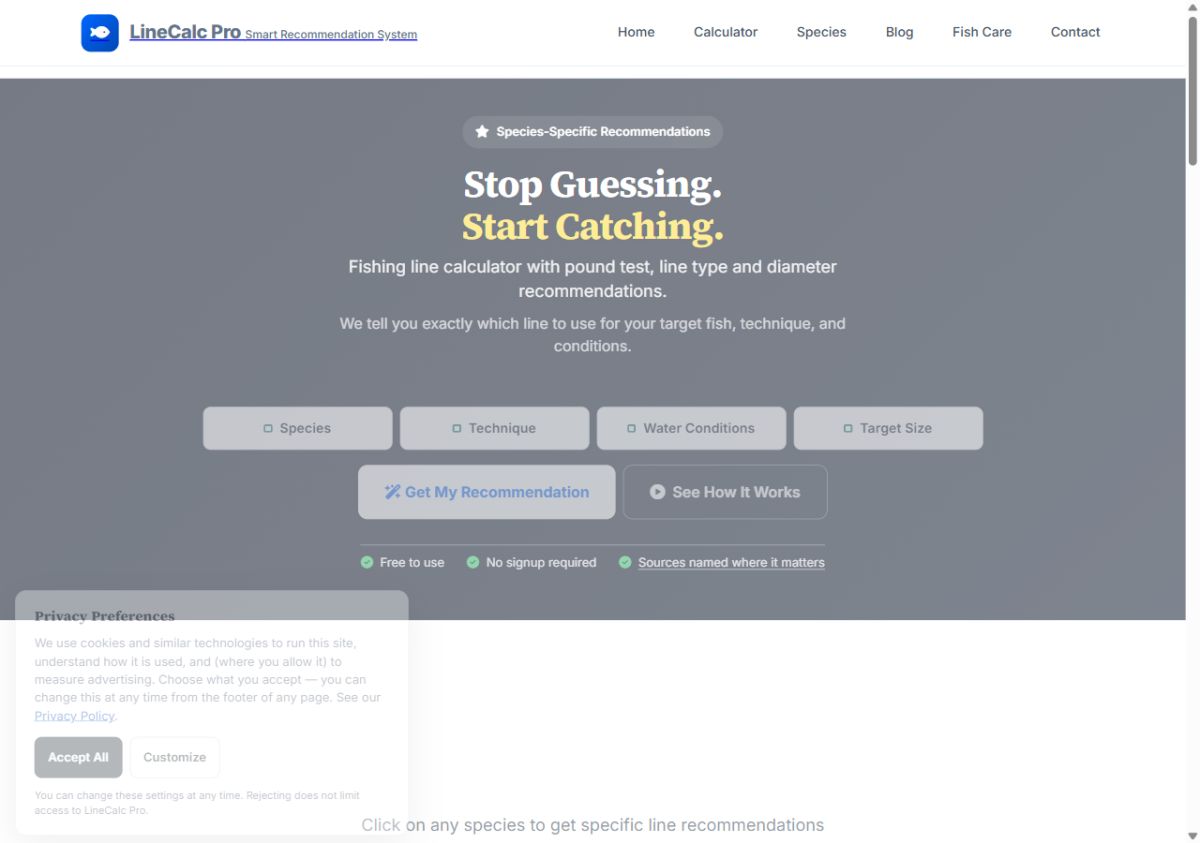 LineCalc Pro website screenshot