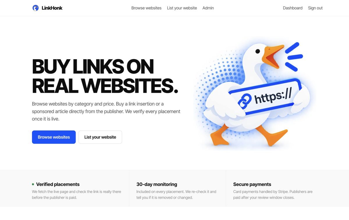 LinkHonk website screenshot