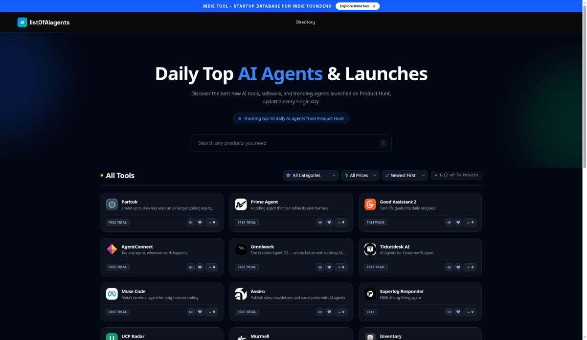 listOfAiagents screenshot