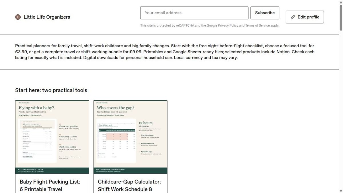 LittleLifeOrganizers website screenshot