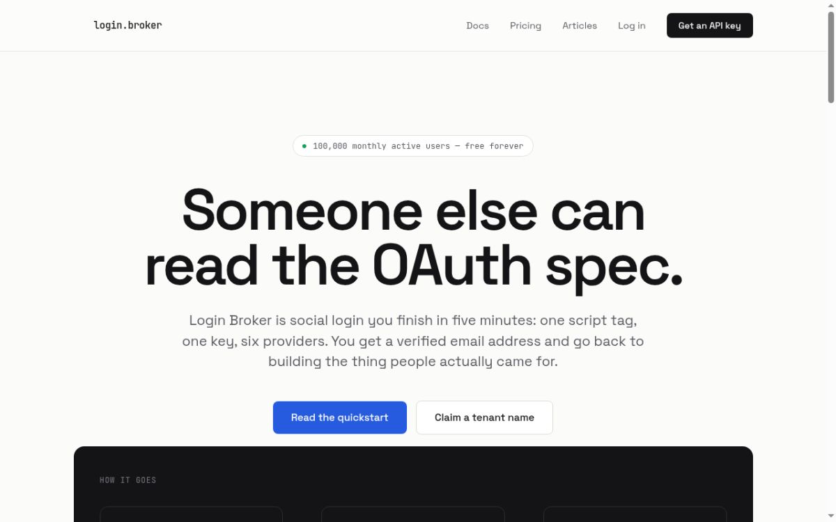 Login Broker website screenshot