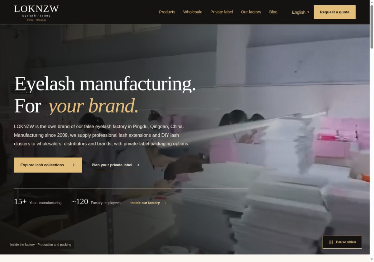 LOKNZW — Eyelash Extensions Manufacturer screenshot