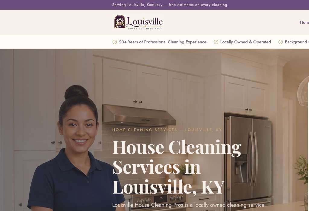 Louisville House Cleaning Pros website screenshot
