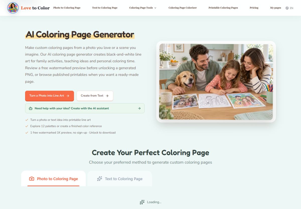 Love to Color website screenshot