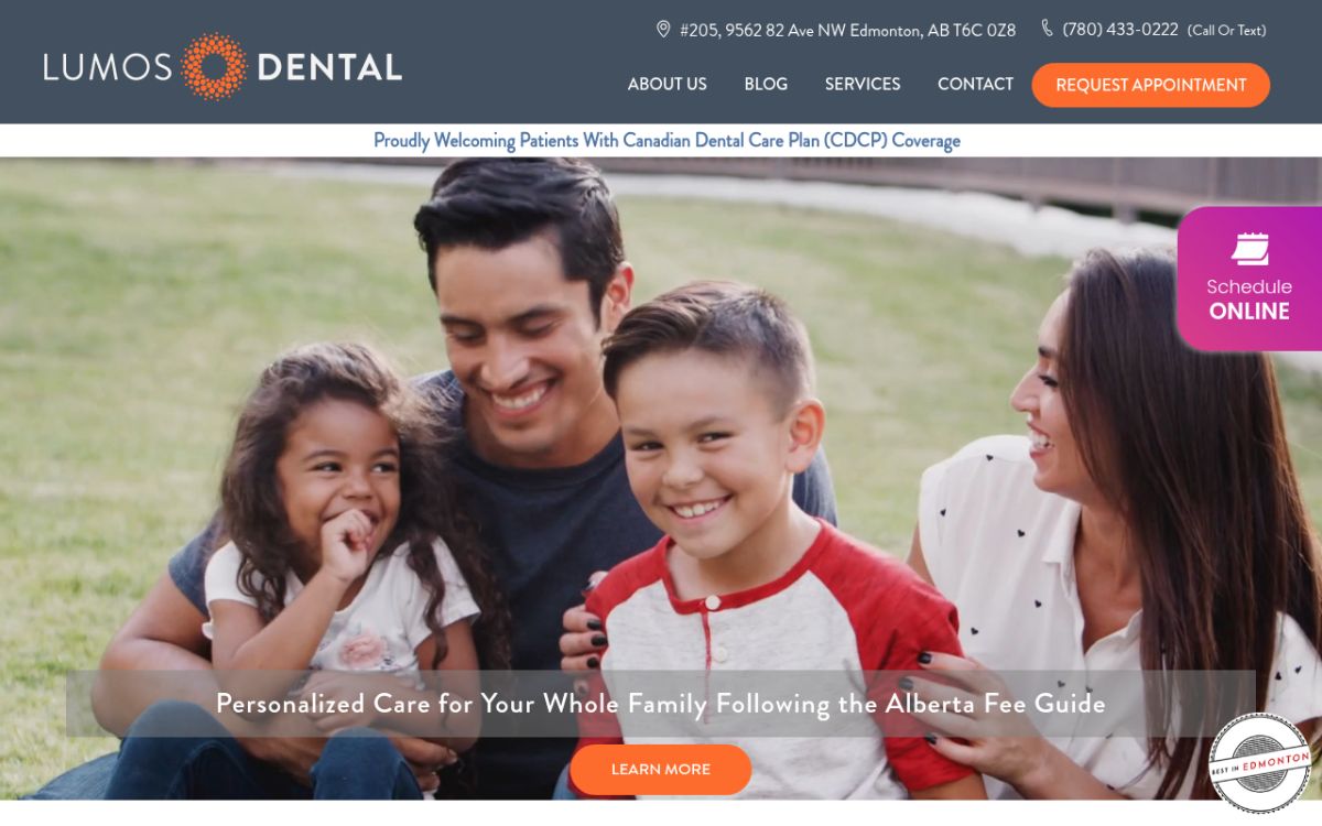 Lumos Dental - Edmonton Dentist website screenshot