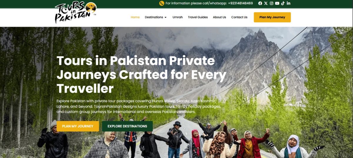 Luxury Pakistan Tours &amp; Private Journeys | ToursInPakistan website screenshot