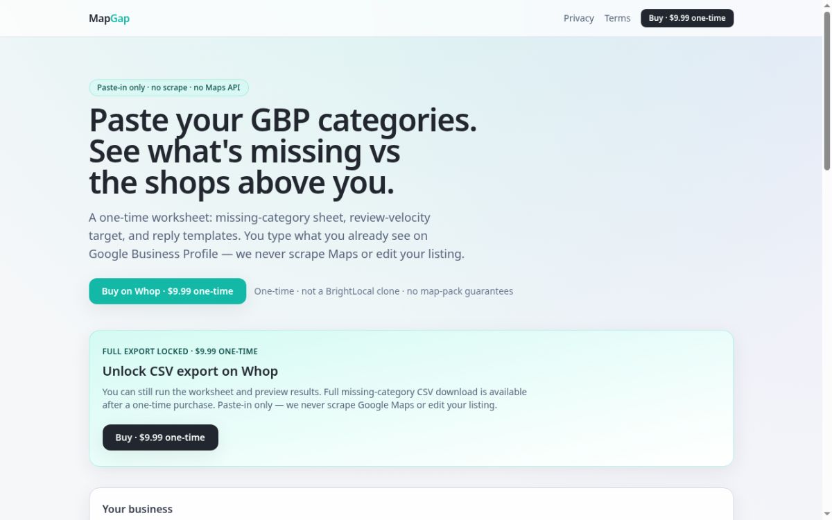 MapGap website screenshot