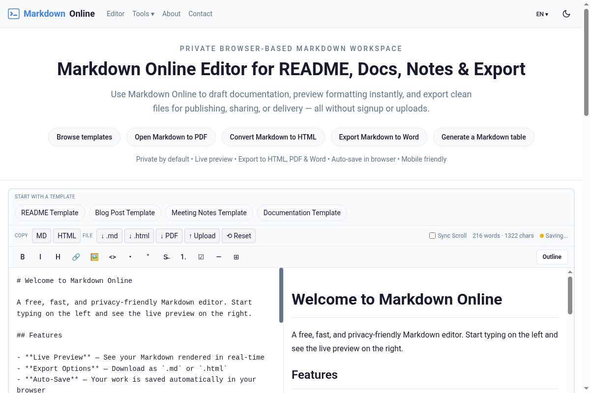 Markdown Online screenshot