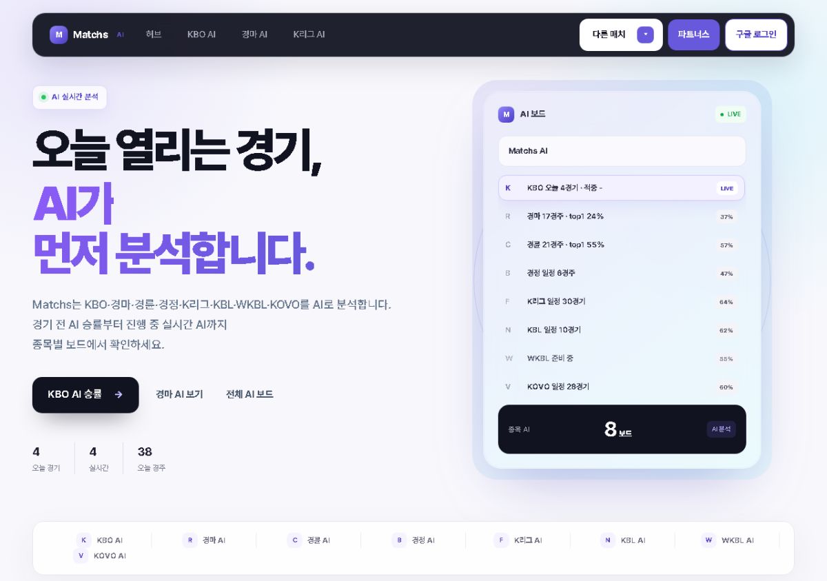 Matchs website screenshot