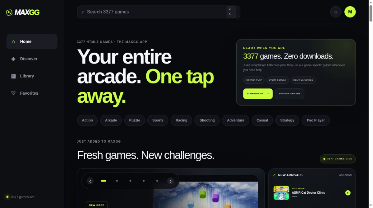 MaxGG - 3,300+ Free Browser Games, No Downloads screenshot