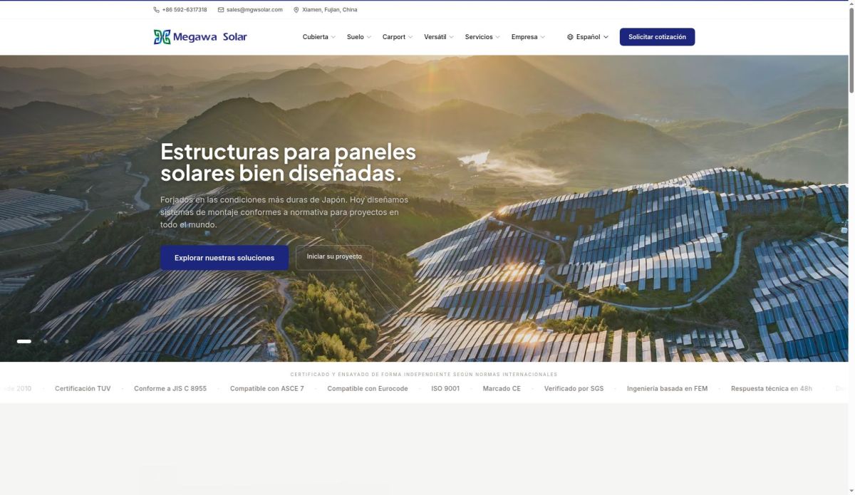 Megawa Solar - PV Mounting Manufacturer website screenshot