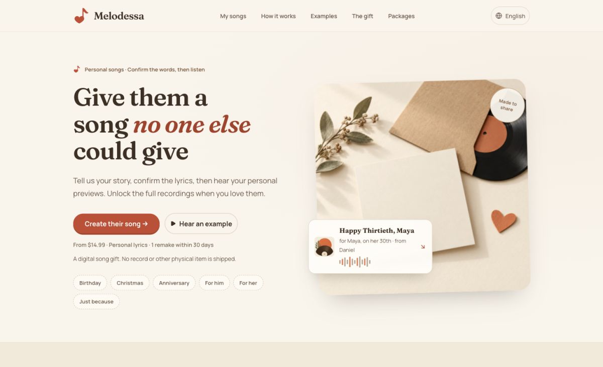 Melodessa website screenshot