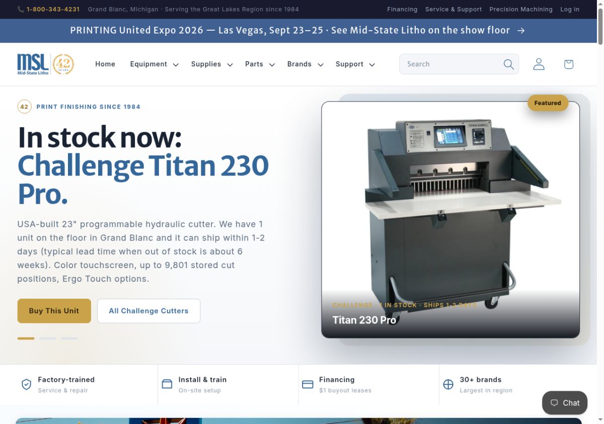 Mid-State Litho website screenshot