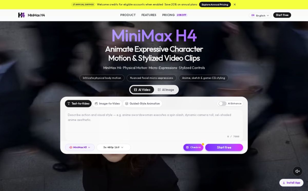 MiniMax H4 website screenshot