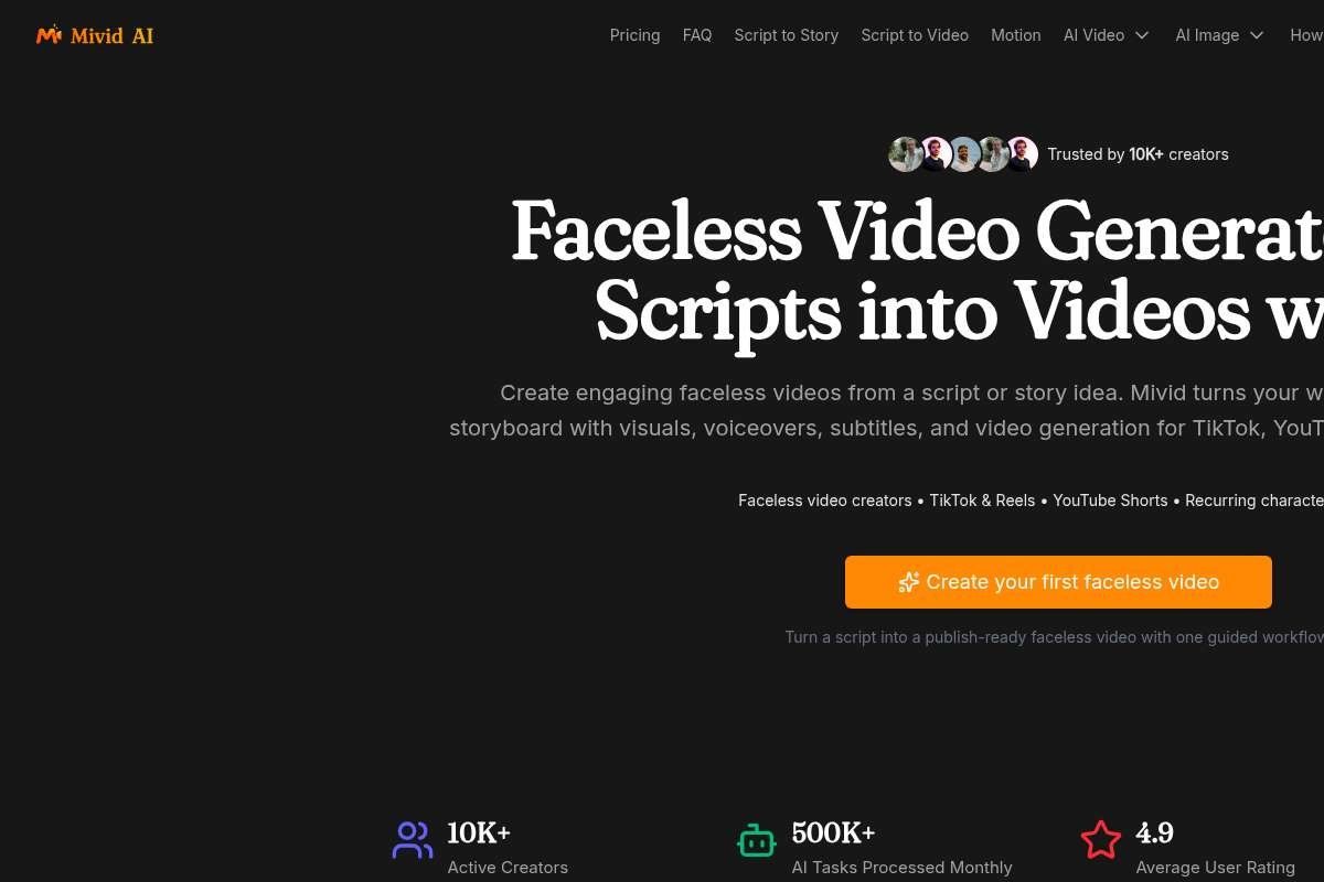 MiVid AI website screenshot