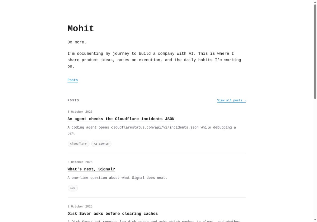 Mohit website screenshot