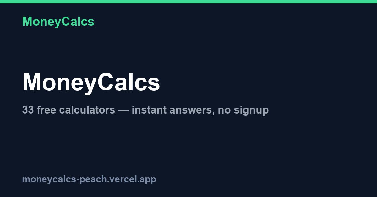 MoneyCalcs — Free Financial Calculators screenshot