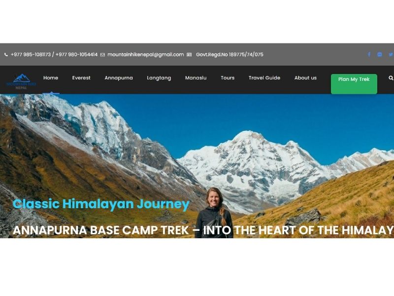 Mountain Hike Nepal website screenshot