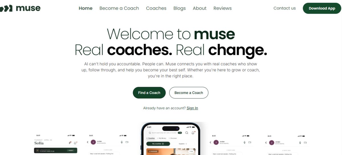 Muse website screenshot