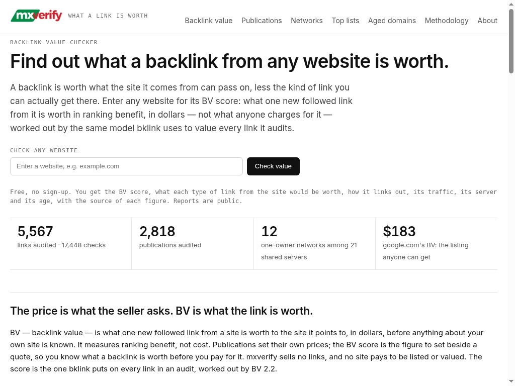 MXVerify website screenshot