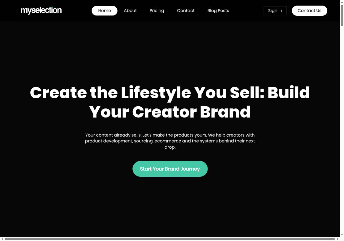 My Selection website screenshot