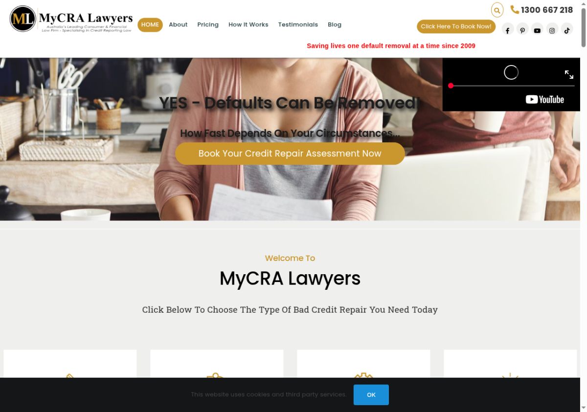 MyCRA Lawyers website screenshot