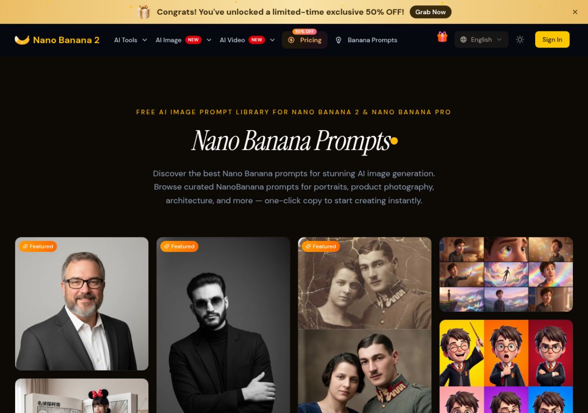 Nano Banana 2 website screenshot