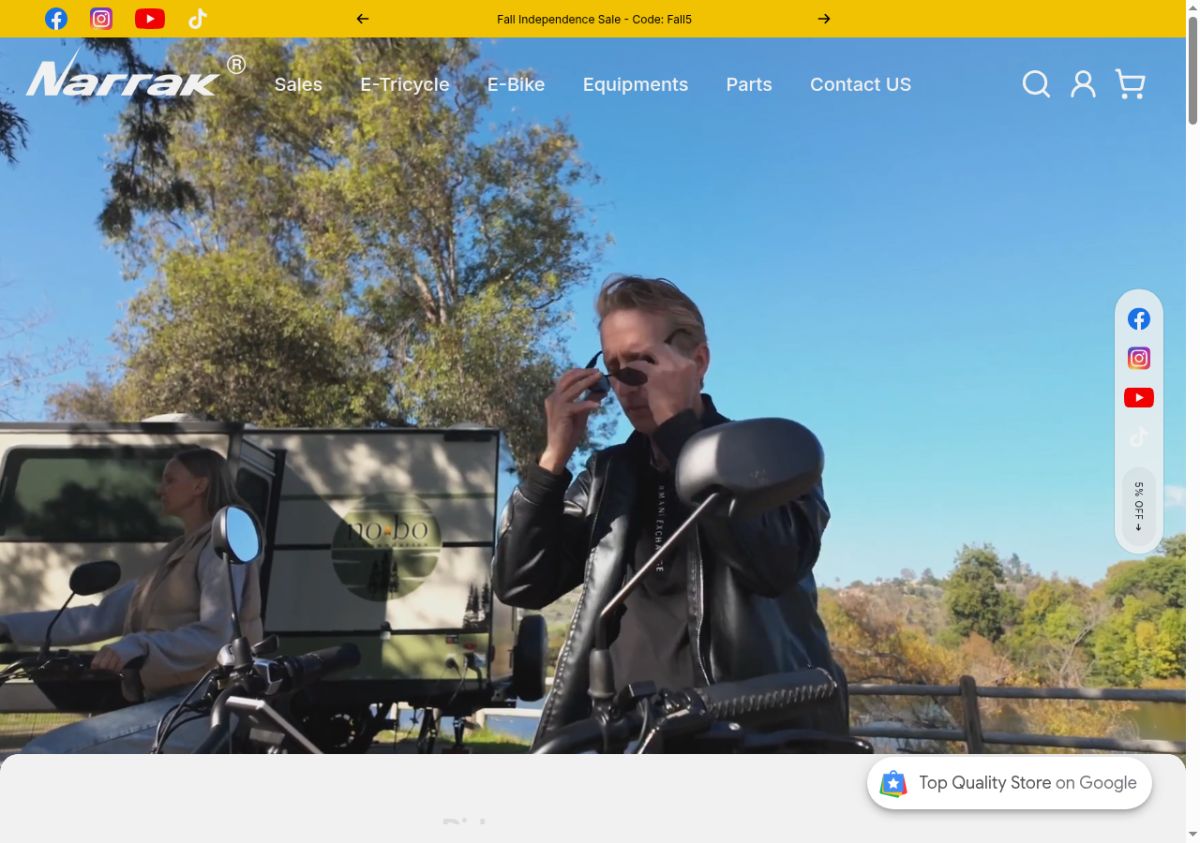 Narrak E-Bike website screenshot