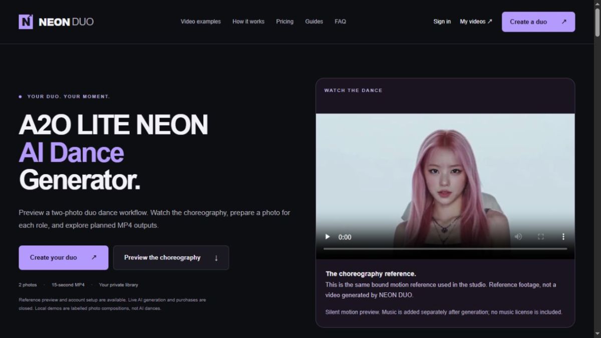 NEON DUO — A2O LITE NEON Preview &amp; Guides website screenshot