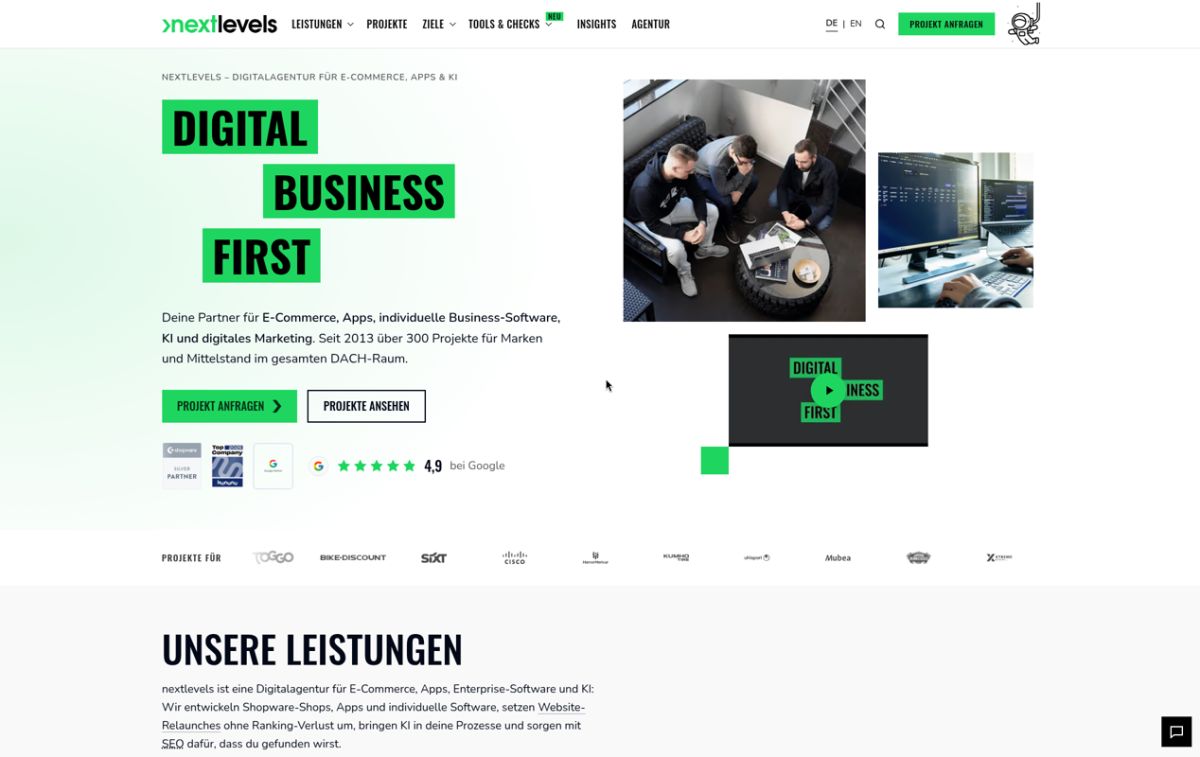 nextlevels GmbH website screenshot