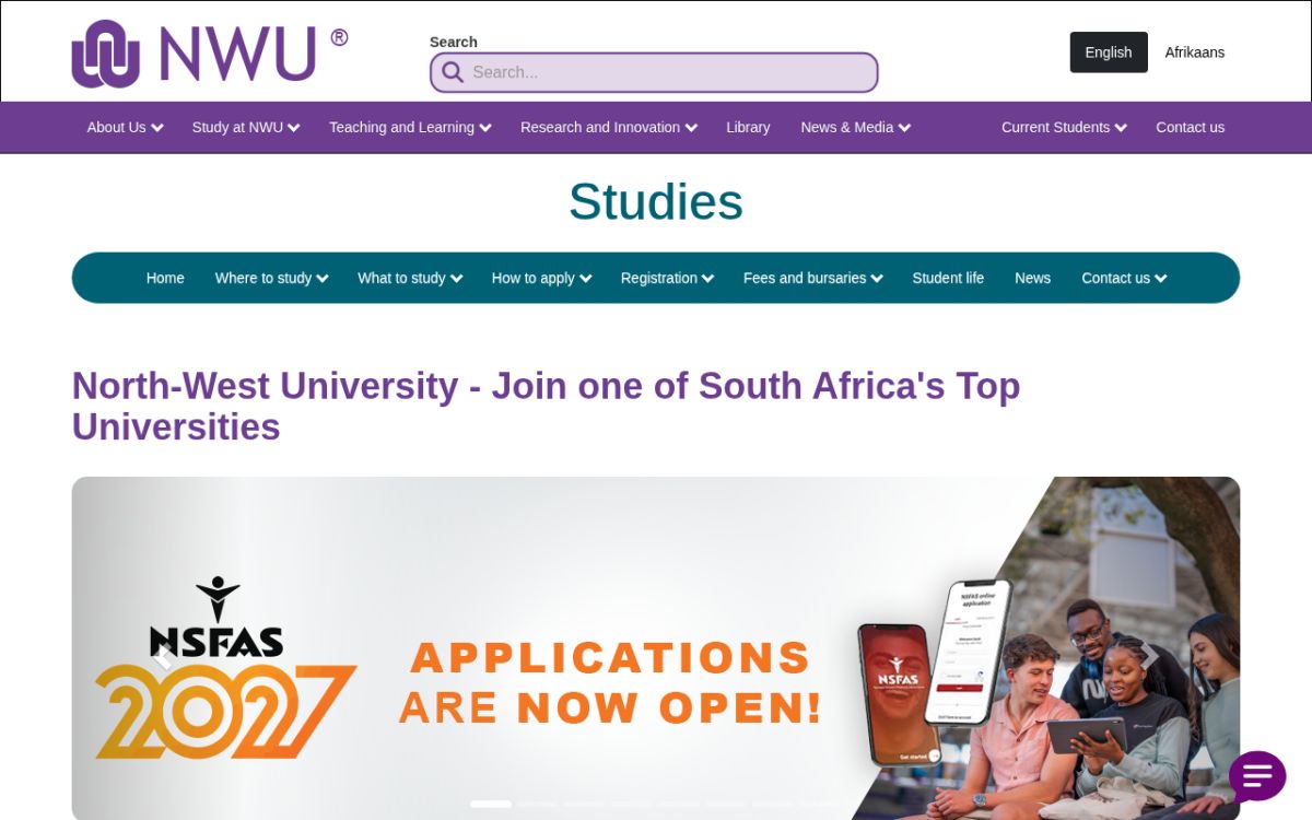 North-West University (NWU) screenshot