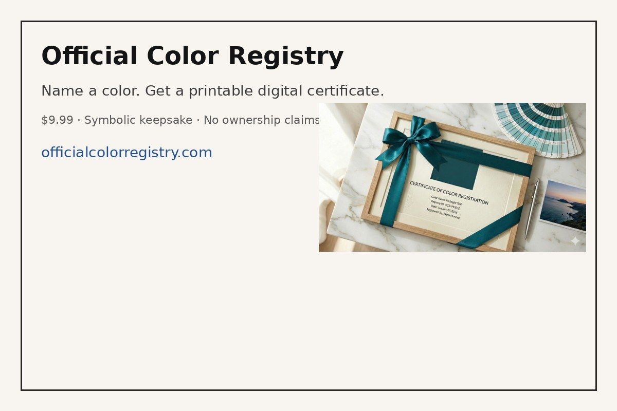 Official Color Registry website screenshot