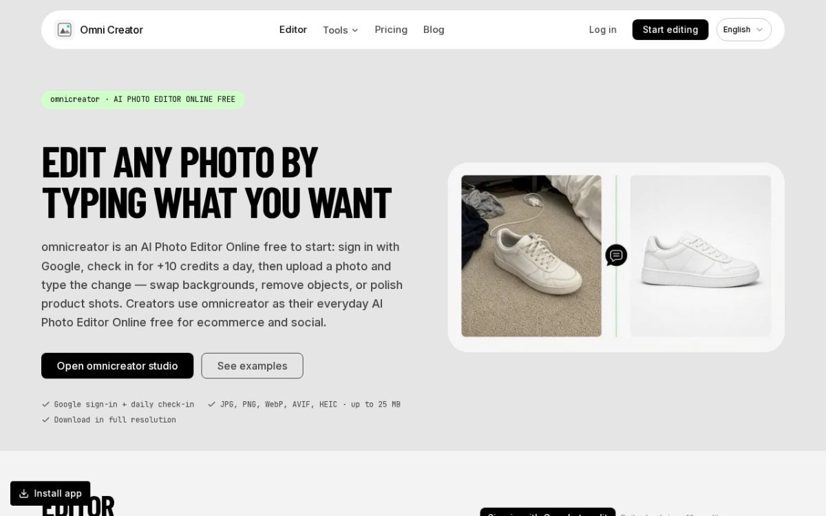 Omni Creator website screenshot