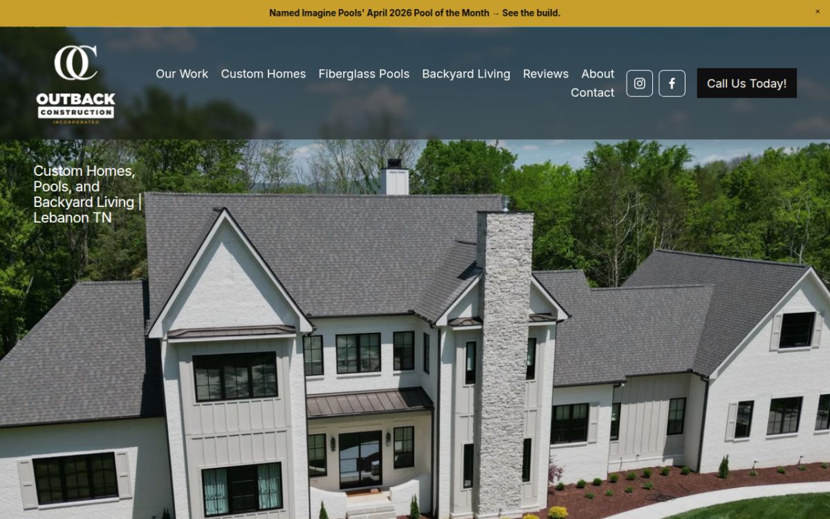 Outback Construction, Inc. website screenshot