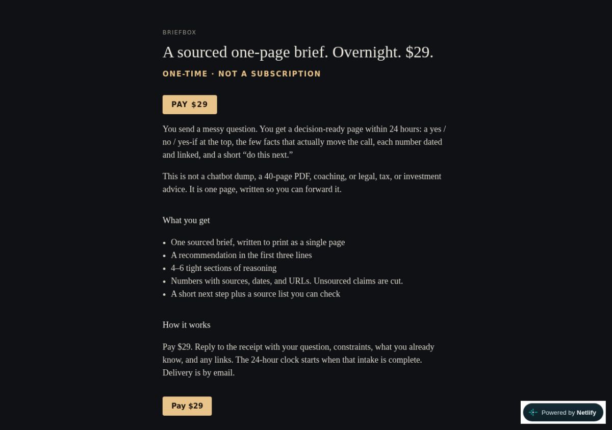 Overnight Brief website screenshot