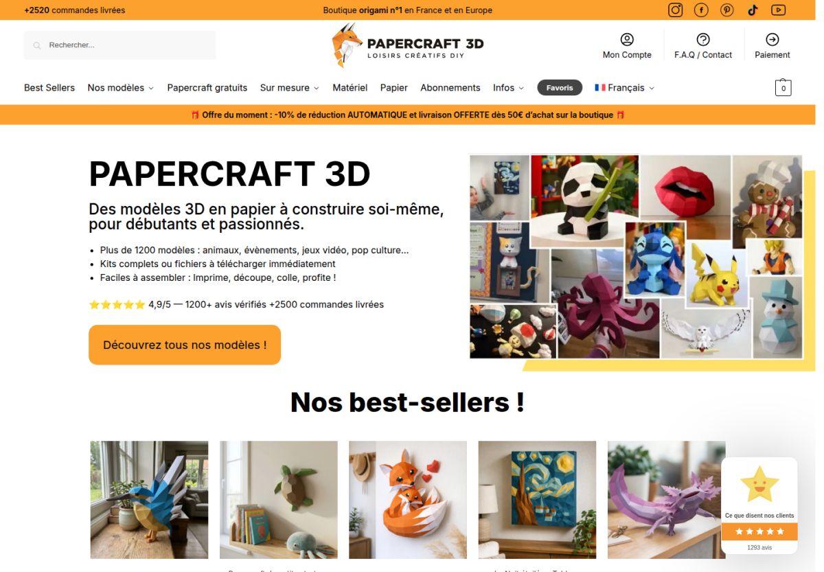 Papercraft 3D website screenshot
