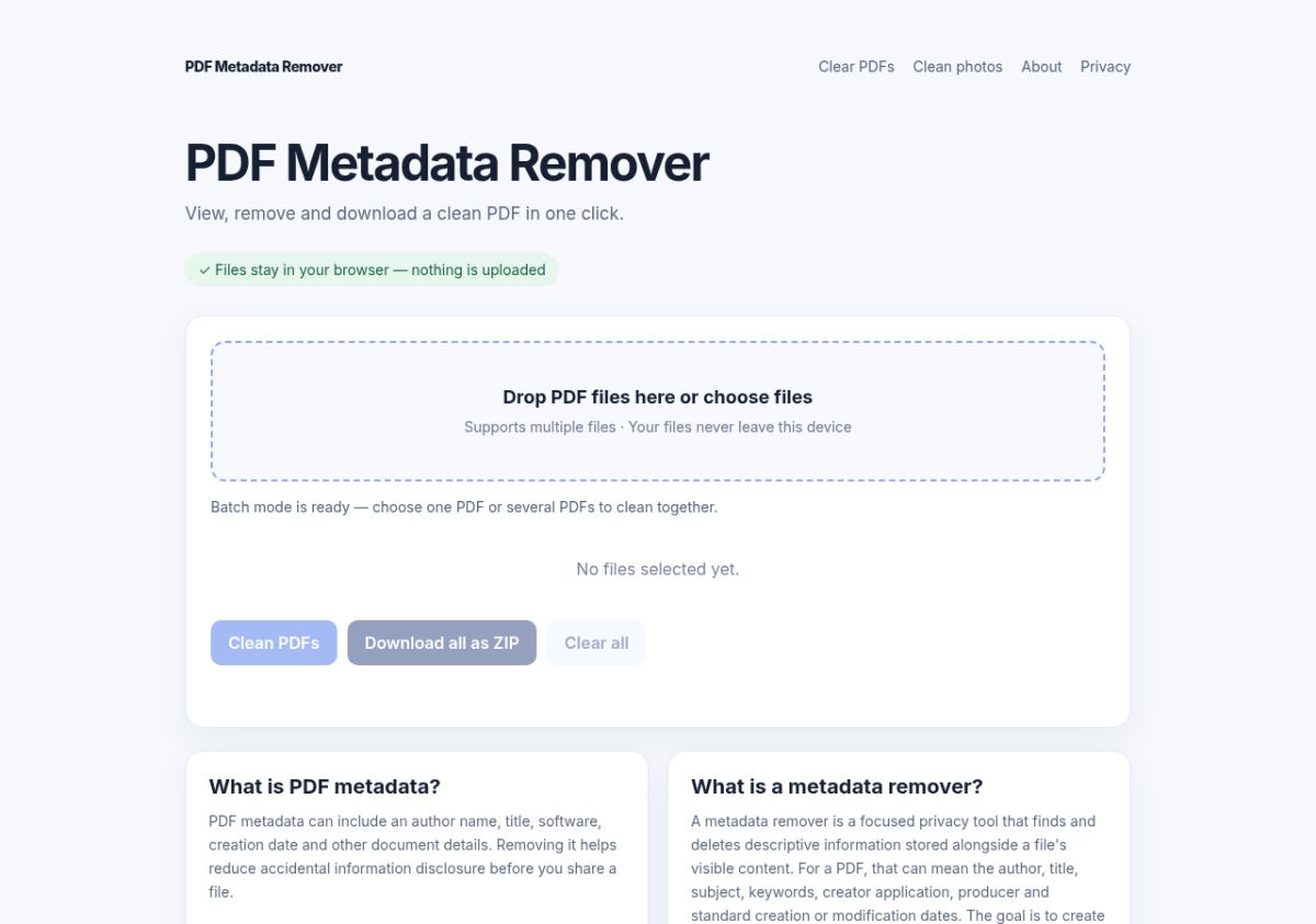 PDF Metadata Remover screenshot