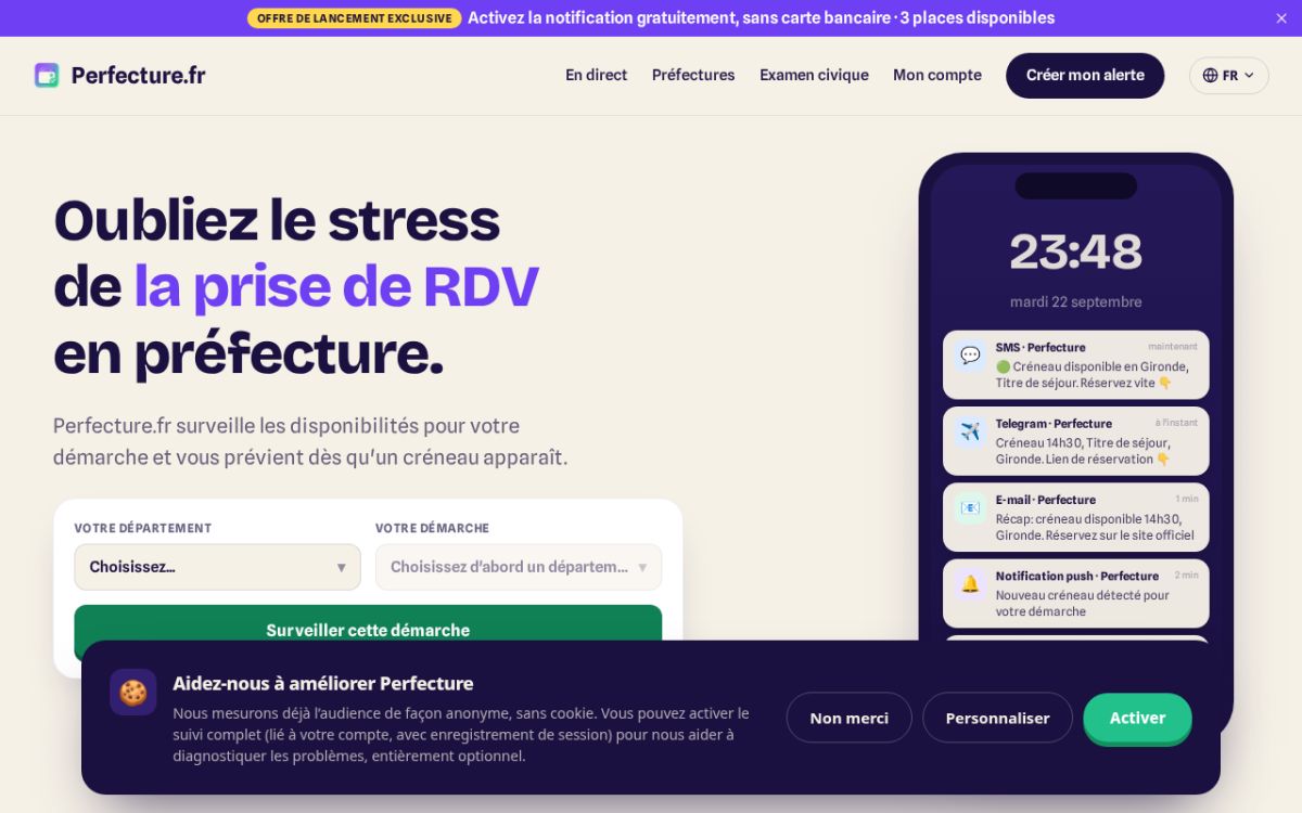 Perfecture website screenshot