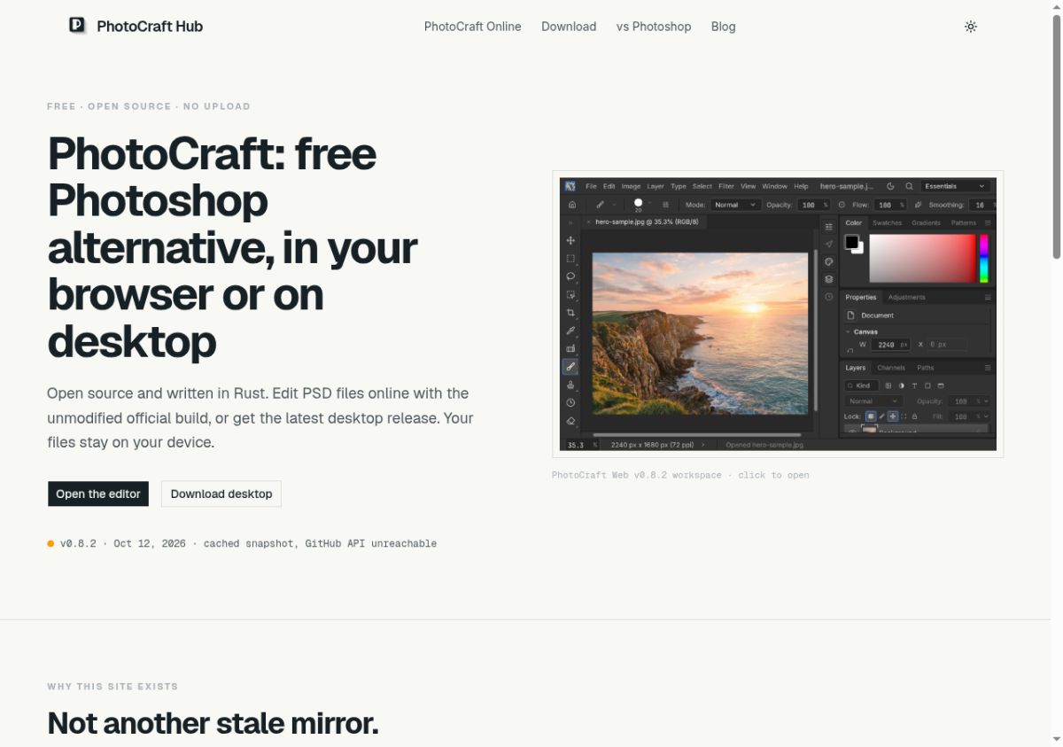 PhotoCraft Hub website screenshot